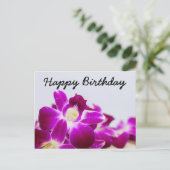 Mooie Stem van Paarse Orchidee op witte verjaardag Briefkaart (Staand voorkant)