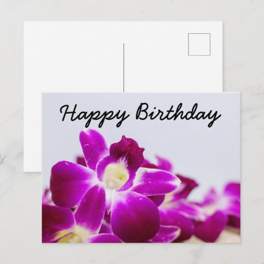 Mooie Stem van Paarse Orchidee op witte verjaardag Briefkaart (Voorkant / Achterkant)