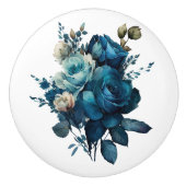 Mooie stengels van Blauwgroen Rozen Keramische Knop (Voorkant)