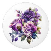 Mooie stengels van Paarse Rozen Keramische Knop (Voorkant)