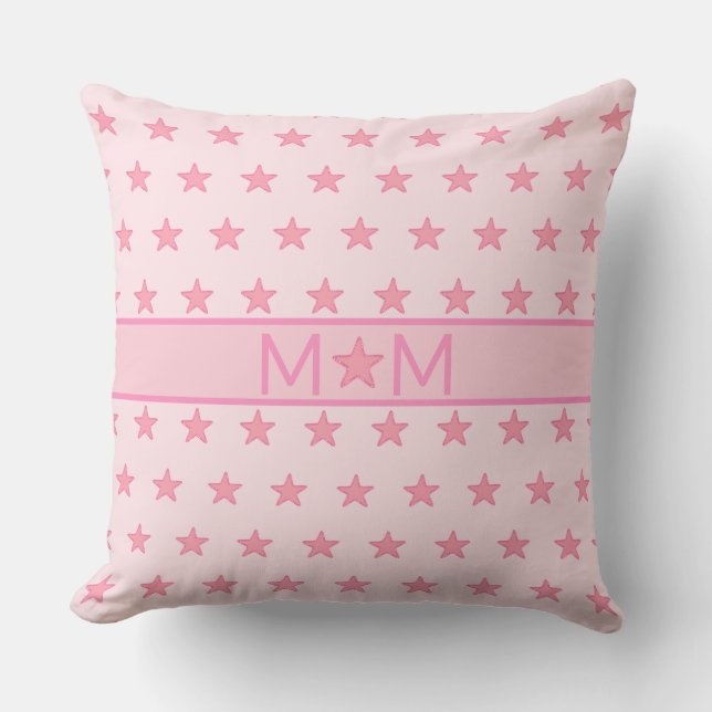 Mooie Ster Moeder & Ster Patroon op Roze Kussen (Voorkant)