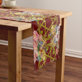 Mooie ster van David met bloemen op maroon Korte Tafelloper (Voorbeeld)