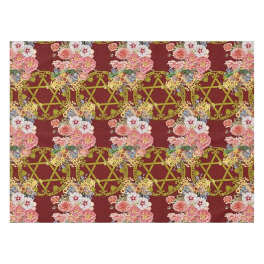 Mooie ster van David met bloemen op maroon Tafelkleed (Voorkant (Horizontaal))