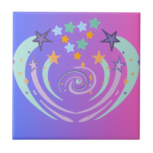 Mooie sterren en hart tegeltje (Voorkant)