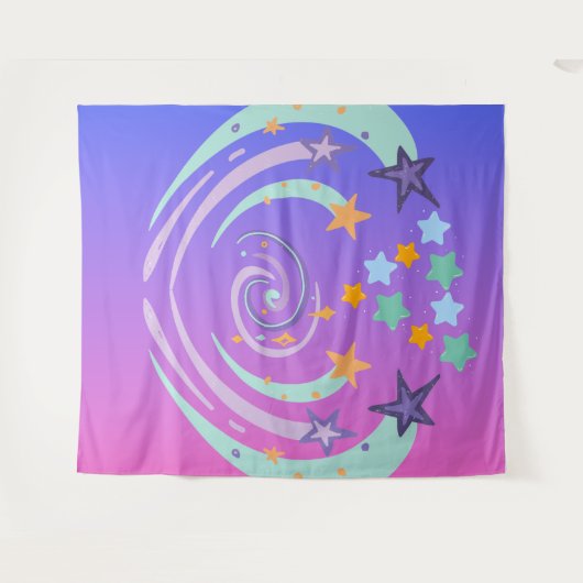 Mooie sterren en hart wandkleed (Voorkant (horizontaal))