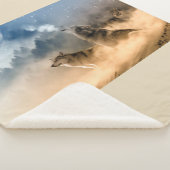 Mooie sterren Foggy Night Wolfs Howl Sherpa Deken (3/4)