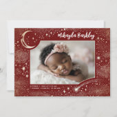 Mooie Sterren Maan Hemels Pasgeboren Foto Geboorte Aankondiging (Voorkant)