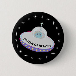 Mooie sterren, vliegende schotel & alien cartoon ronde button 5,7 cm