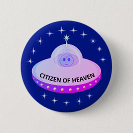 Mooie sterren, vliegende schotel & alien cartoon ronde button 5,7 cm