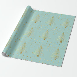 Mooie sterrenachtige metallic gouden kerstboom cadeaupapier