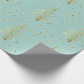 Mooie sterrenachtige metallic gouden kerstboom cadeaupapier (Hoek)