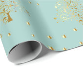 Mooie sterrenachtige metallic gouden kerstboom cadeaupapier (Rol Hoek)