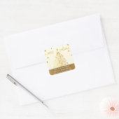 Mooie sterrenachtige metallic gouden kerstboom vierkante sticker (Envelop)