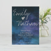 Mooie Sterrennacht Typografie Bruiloft Save The Date (Staand voorkant)