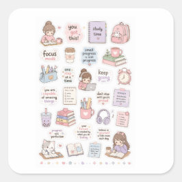 Mooie stickerblad voor studiemotivatie vierkante sticker