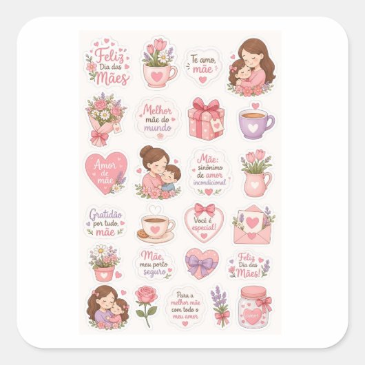 Mooie stickersheet voor Moederdag Vierkante Sticker (Voorkant)