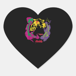 Mooie stijl Tiger Face Rasta-kleuren Hart Sticker