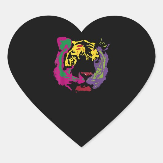 Mooie stijl Tiger Face Rasta-kleuren Hart Sticker (Voorkant)