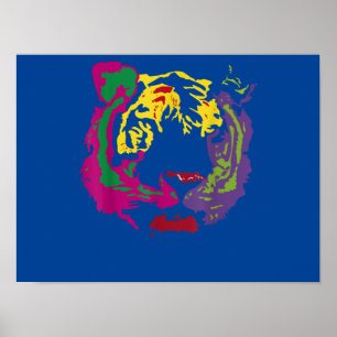 Mooie stijl Tiger Face Rasta-kleuren Poster