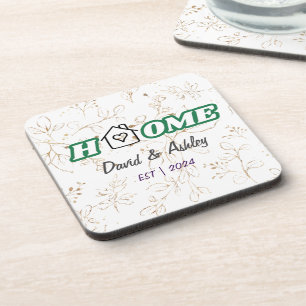 Mooie stijlvolle aangepaste paar namen Gold Home Bier Onderzetter