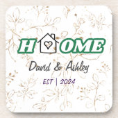 Mooie stijlvolle aangepaste paar namen Gold Home Bier Onderzetter (Voorkant)