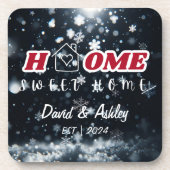 Mooie stijlvolle aangepaste paar namen Snow Home Bier Onderzetter (Voorkant)