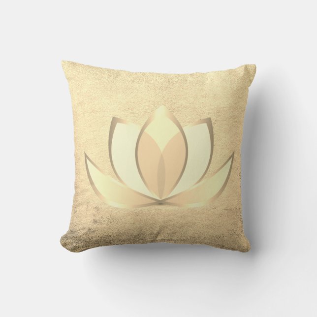 Mooie Stijlvolle Chique Gouden Lotus , Zen Kussen (Voorkant)