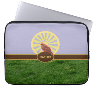 Mooie stijlvolle landschap & rode vogel laptop sleeve