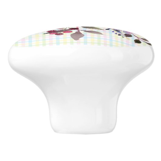 Mooie stijlvolle pastel Waterverf Bloemen Keramische Knop (Zijkant)