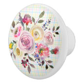 Mooie stijlvolle pastel Waterverf Bloemen Keramische Knop (Rechts)