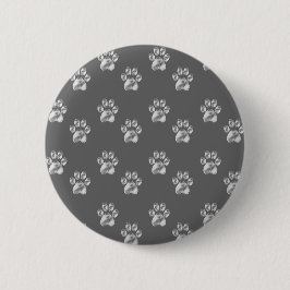 Mooie stijlvolle pootafdruk op donkergrijs ronde button 5,7 cm