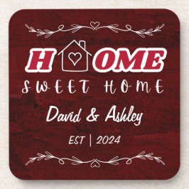 Mooie stijlvolle rode aangepaste paar namen thuis bier onderzetter