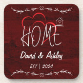Mooie stijlvolle rode aangepaste paar namen thuis bier onderzetter (Voorkant)