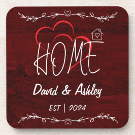 Mooie stijlvolle rode aangepaste paar namen thuis bier onderzetter