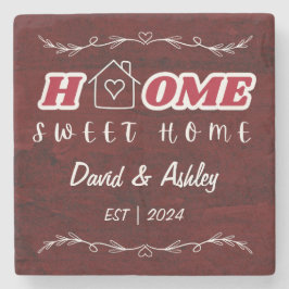 Mooie stijlvolle rode aangepaste paar namen thuis stenen onderzetter