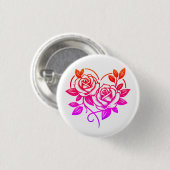 Mooie stijlvolle roos bloemig ronde button 3,2 cm (Voorkant /achterkant)