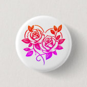 Mooie stijlvolle roos bloemig ronde button 3,2 cm (Voorkant)