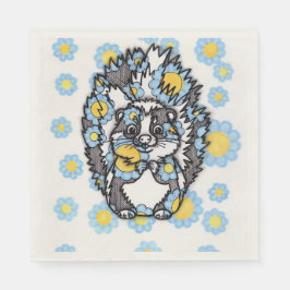 Mooie stinkdier met blauwe bloemen papieren servet