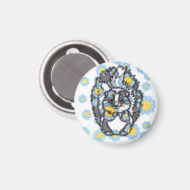 Mooie stinkdier met blauwe bloemen ronde koelkastm magneet