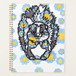 Mooie stinkdier met blauwe bloemen spiraalnotitieb planner