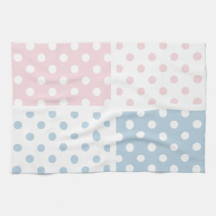 Mooie, stip, wit, roze, blauw, girly, land, theedoek