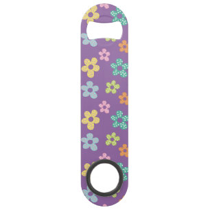 Mooie Stippen Bloem Patroon Paars Speed Flessenopener