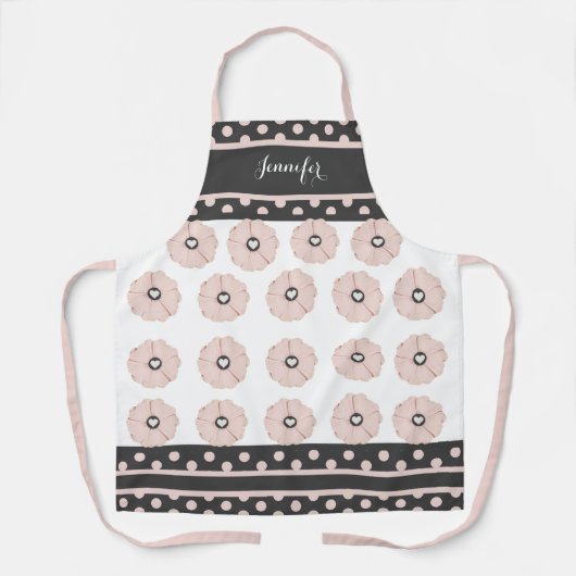 Mooie Stippen Charcoal Roze Persoonlijk Schort (Voorkant)