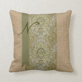 Mooie Stippen met een natuurlijke Burlap Green Dam Kussen