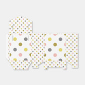 Mooie stippen mosterdgeel roze grijs wit bedankdoosjes (Uitgevouwen)