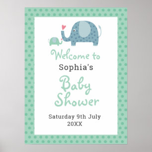 Mooie Stippen Olifanten Baby Shower Ontvangstbord Poster