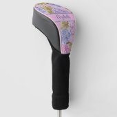 Mooie Stof Roze Bloemen Aangepaste Naam Dames Golfheadcover (Schuin)