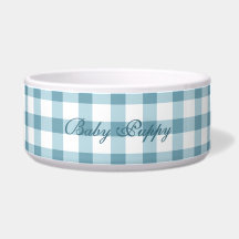 Mooie Stofblauwe Gingham Patroon Hond/kat Kom