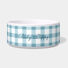 Mooie Stofblauwe Gingham Patroon Hond/kat Kom
