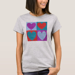 Mooie Stoffen Folk Art Hartjes Geruit T-shirt